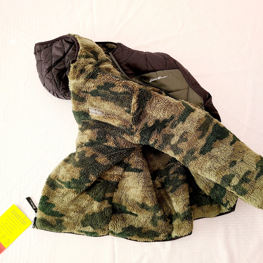 🥳FINAL PRICE👍NWT‼️Eddie Bauer Kid's Youth Deer Harbor REVERSIBLE Hooded Jacket - Picture 6 of 16